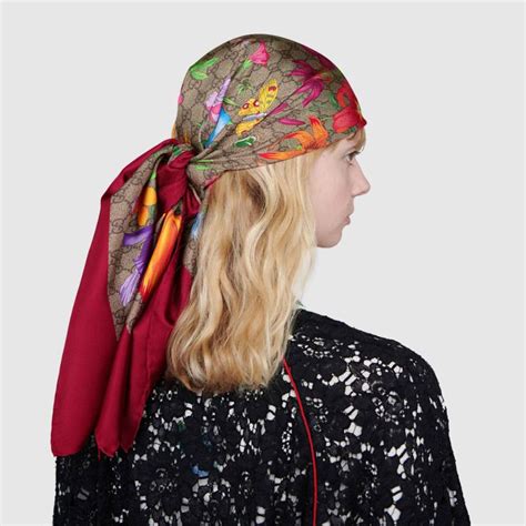 gucci print head scarf